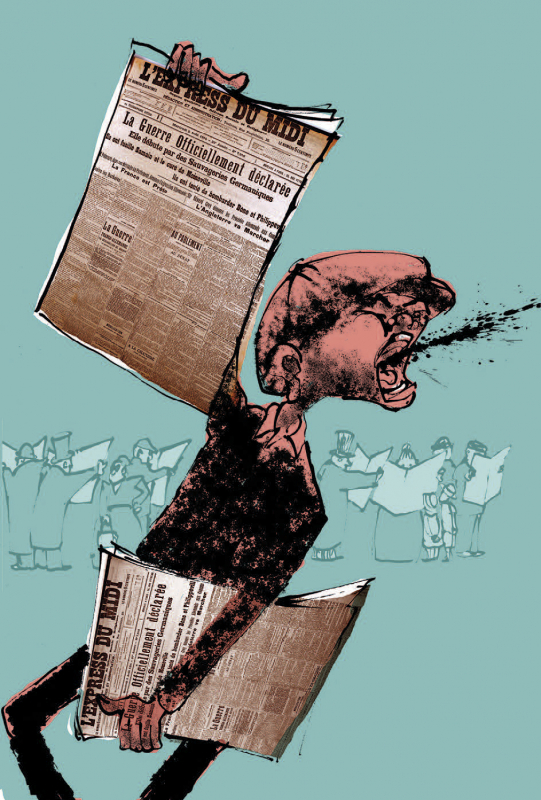 Illustration de Thierry Dedieu pour le programme de l’action « 14-18 : Mobilisons les journaux »