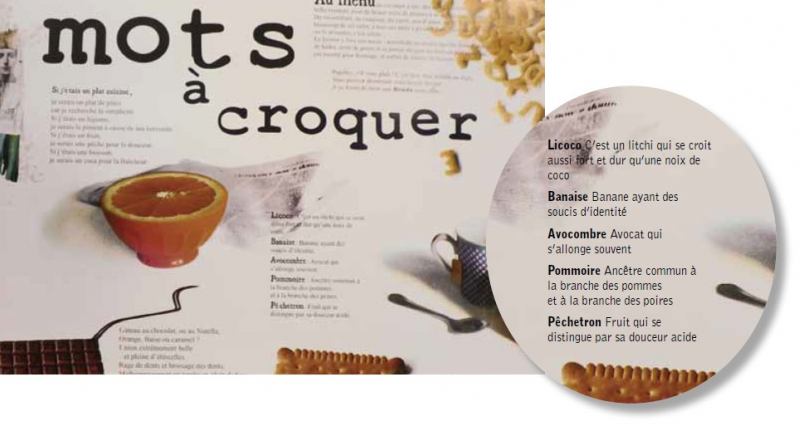 Détails de l’affiche Mots à croquer réalisée dans le cadre d’ateliers d’écriture