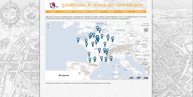 Copie d’écran de la carte des fonds cartographiques