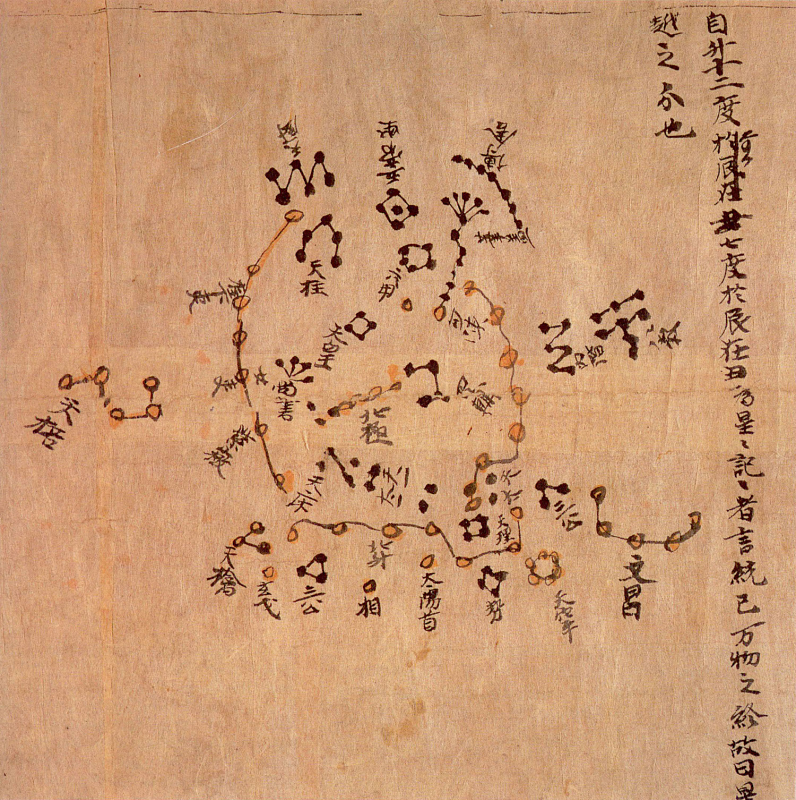 La Carte de la voûte céleste avec la
            Grande Ourse (environ 700 AV-JC), l’un des milliers de manuscrits
            retrouvés dans la « bibliothèque de la grotte », conservée à la
            British Library.