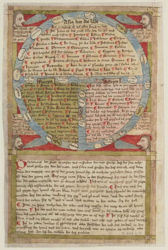 Mappemonde terrestre : verso du Saint Florian : dessin.