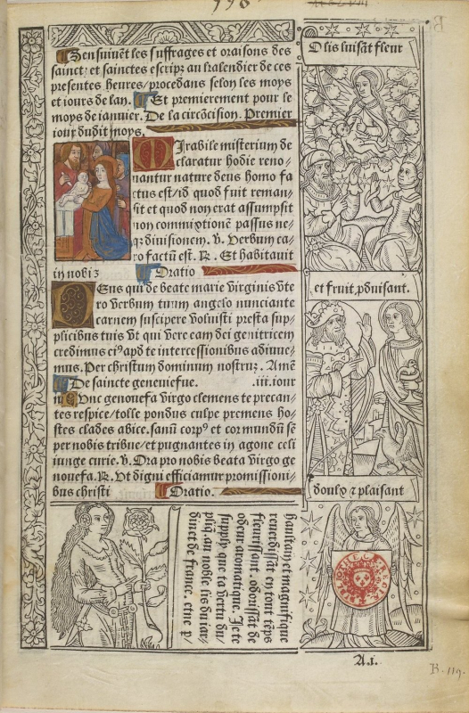Suffrages et oraisons des saincts et sainctes escripz au kalendrier de ces presentes heures procedans selon les moys et jours de l’an - Église catholique.