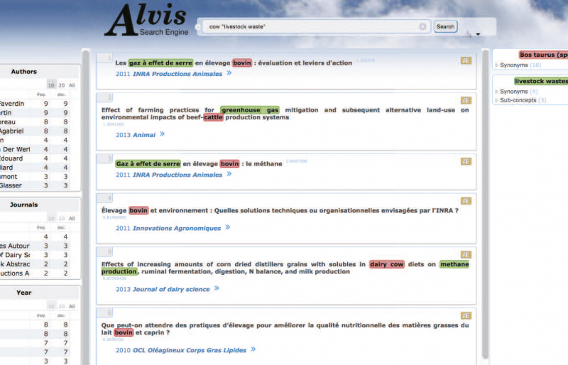 Figure 1. Exemple de requête sur moteur de recherche AlvisIR TriPhase