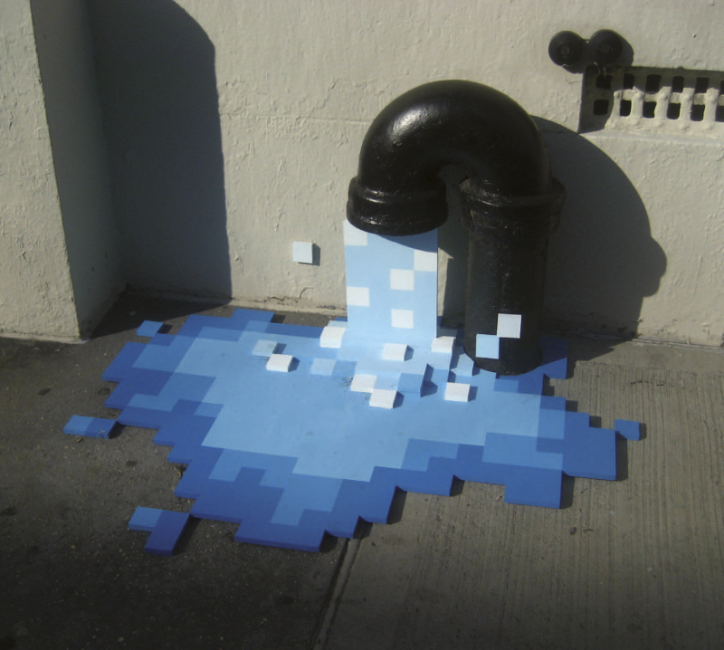 « L’ère du numérique » illustrée par la création d’un artiste de street art new‑yorkais Pixel Spout