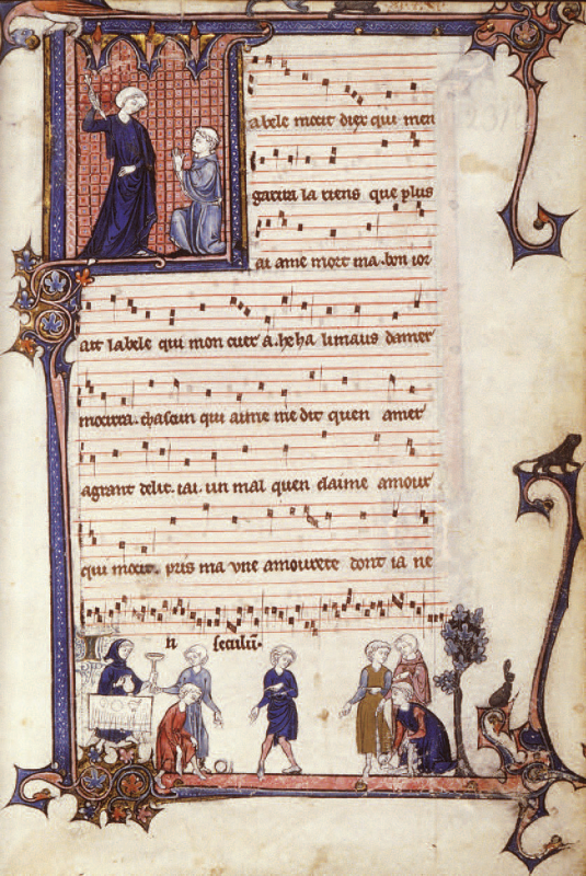 Le Jeu de boules. Chansonnier de Montpellier. XIIIe siècle [H 196 fol. 231]
