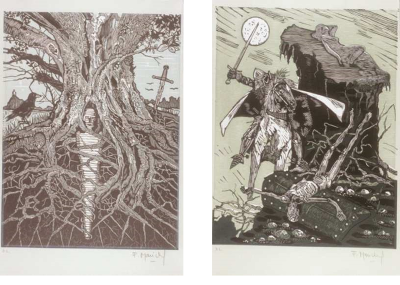 Figures 4 et 5 : El testamento de don Quijote, xylographies, 38 x 28 cm, 1987.