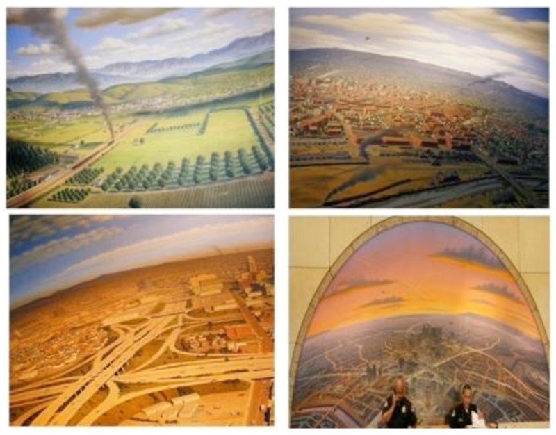 Figures 4, 5, 6 et 7 : Jim Doolin, Los Angeles, Fresques murales, Metropolitan Transport Authority, 1994 ; de haut en bas et de gauche à droite : circa 1879, 1910, 1960, After 2000
