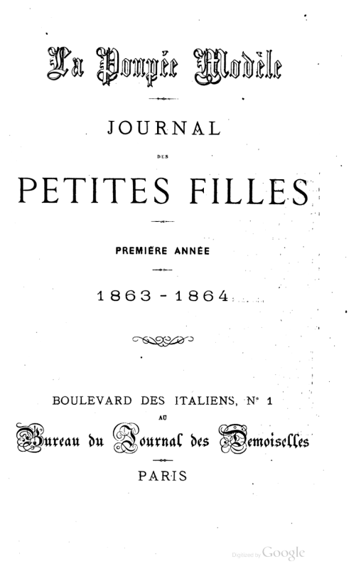 Fig. 1. Couverture de la revue La Poupée modèle, première année, nov. 1863-oct. 1864.