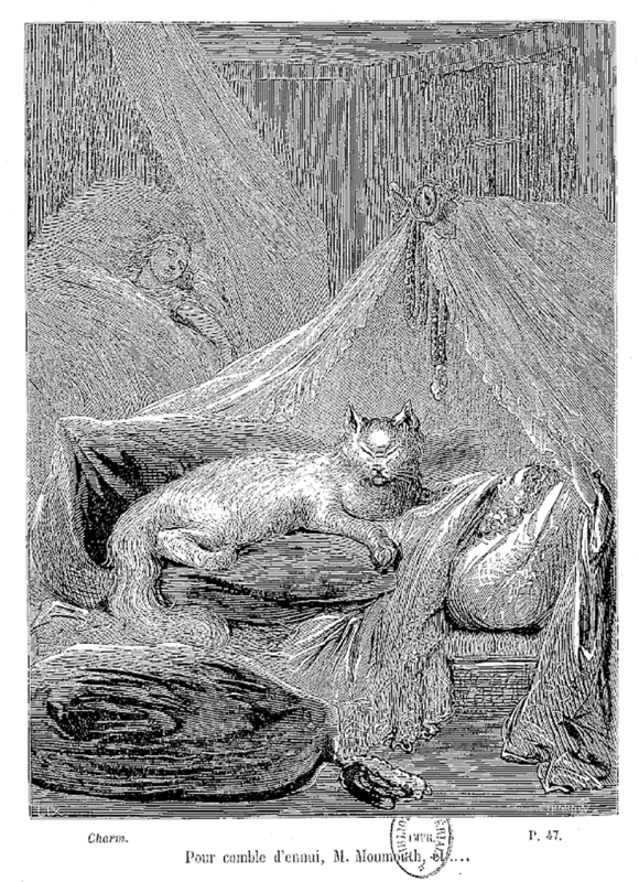 Fig. 5. « Pour comble d’ennui, M. Moumouth… », Souvenirs de Charmante, éd. cit., chap. vi, n. p. [entre les pages 46 et 47].