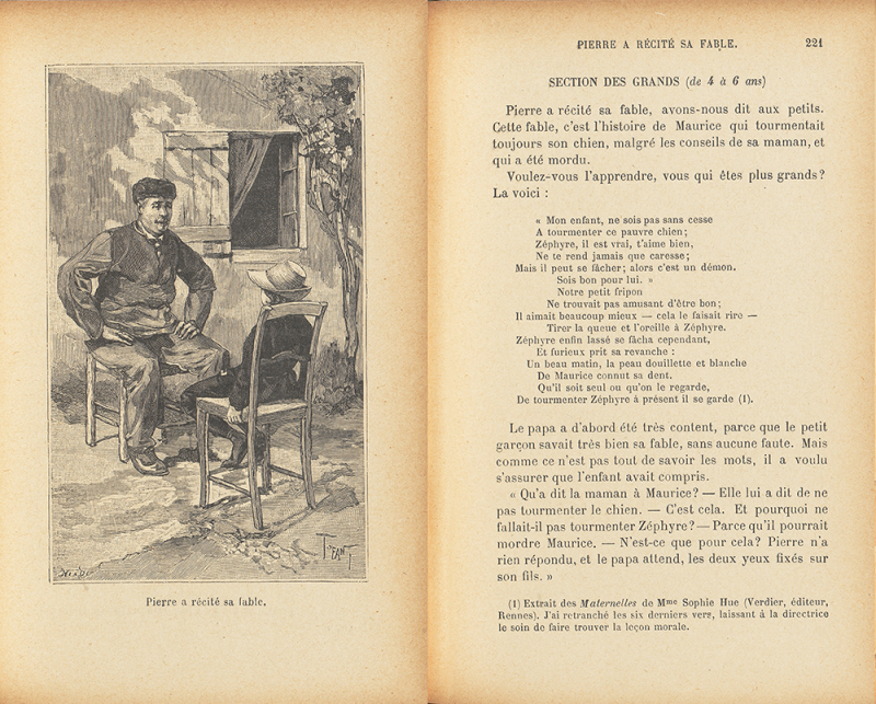 Ill. 6. Pauline Kergomard, Cinquante images expliquées, Librairie Hachette et Cie, 1900, p. 219 et 221.