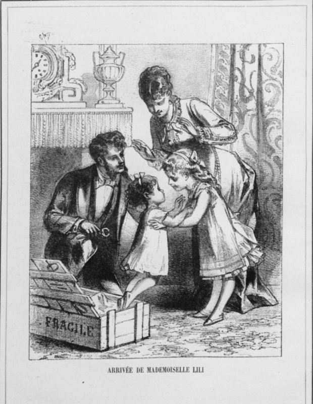 Fig. 3. Mme Doudet, La Poupée de bébé, aventures merveilleuses d’une poupée qui parle, Paris, Lefèvre, 1882, frontispice.