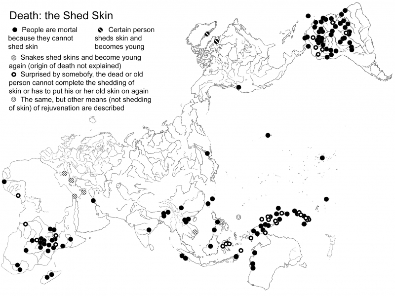 Figure 1. – Areal distribution of motif Shed skin as condition of immortality.