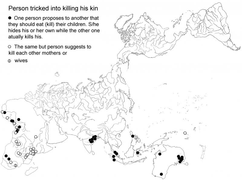 Figure 2. – Areal distribution of motif Person is tricked into killing his kin.