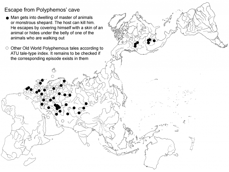 Figure 4. – Areal distribution of motif Escape from Polyphemos’ cave.