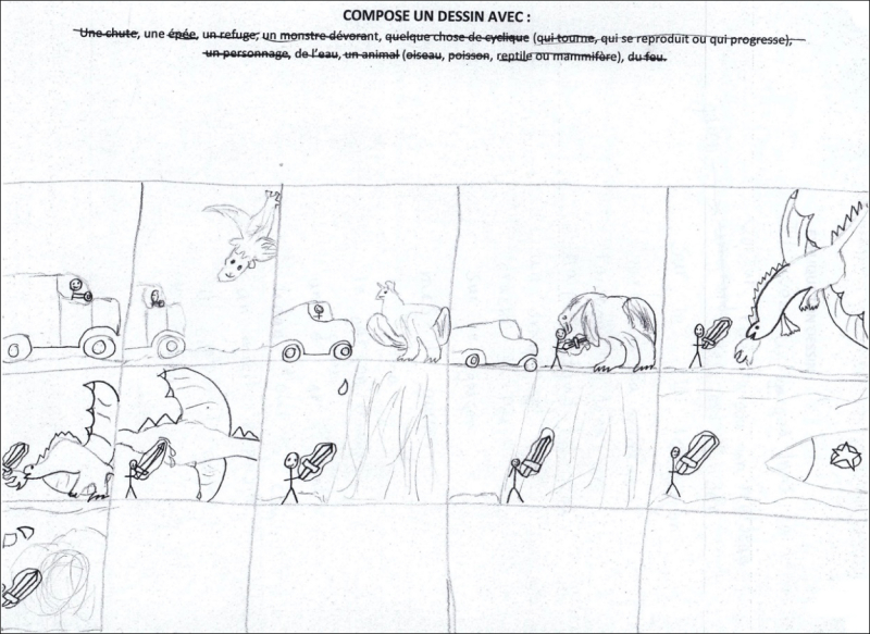 Figure 3. – Dessin d’un AT.9 Héroïque avec symboles de coupure et d’une aide venue d’en haut (ou ailée)