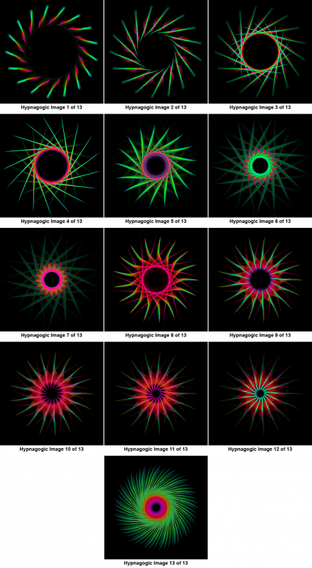 Figure 3. – Steen’s hypnagogic images as they occurred in one vision lasting about ten seconds.