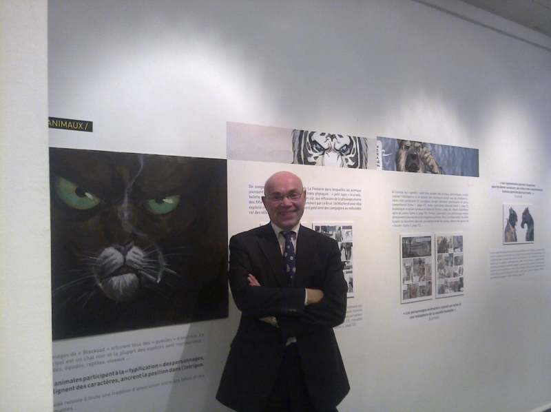 Vernissage de l’exposition « Blacksad. Masques animaux, âmes humaines », Éric Baratay
