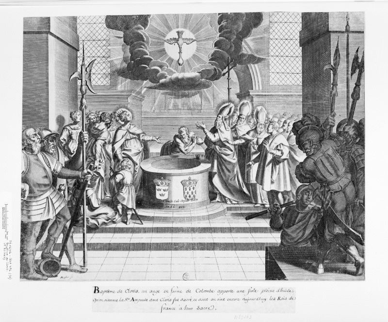 Ill. 15 : Michel Lasne, Le Baptême de Clovis, s. d., gravure, 390 × 503 mm, BnF, Estampes, Qb1‑496 (fol), Cliché BnF
