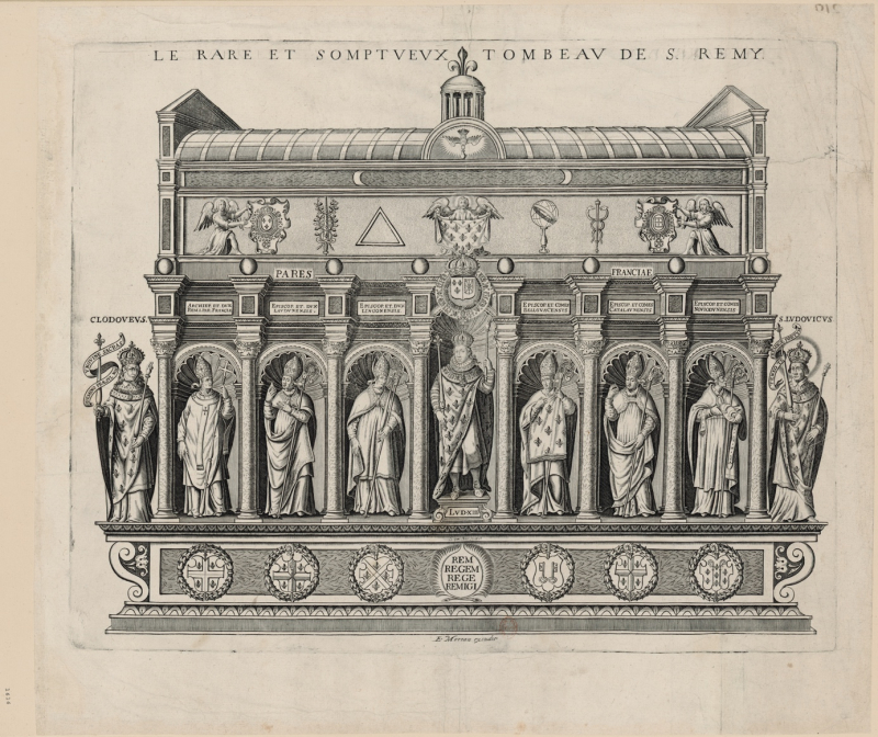 Ill. 3 : Jaspar Isac, Le rare et somptueux tombeau de S. Remy, s. d., E. Moreau, 349 × 435 mm, BnF, Estampes, Hennin, Réserve Qb 201 (18) fol. p. 9, © BnF