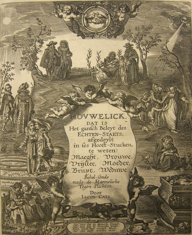 Ill. 1 : Adriaen van de Venne, frontispice : Jacob Cats, Houwelick, Middelburg, J. P. van de Venne, 1625, Cliché auteur