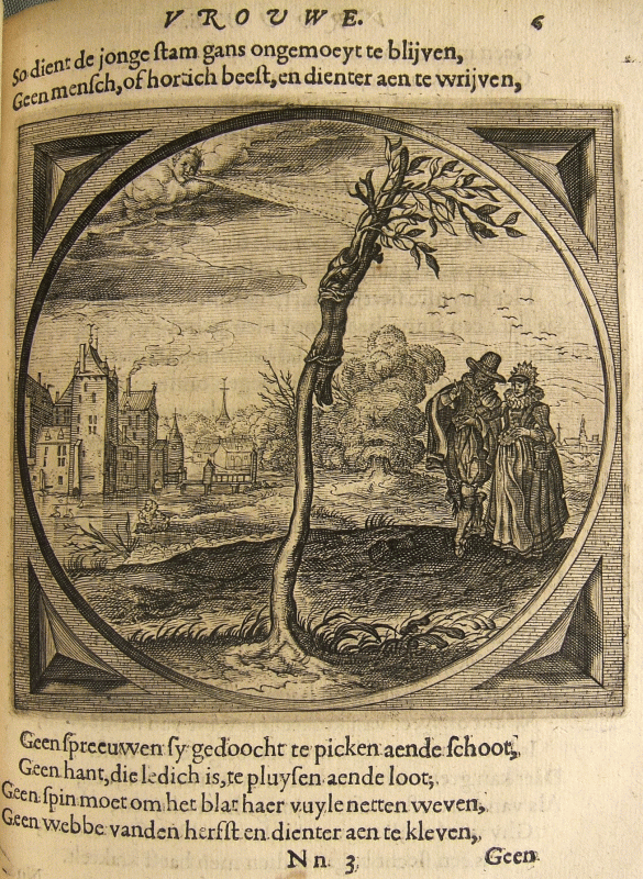 Ill. 6 : Adriaen van de Venne, image emblématique : J. Cats, Houwelick, op. cit., 1625, chap. « Vrouwe », p. 6 r°, Cliché auteur