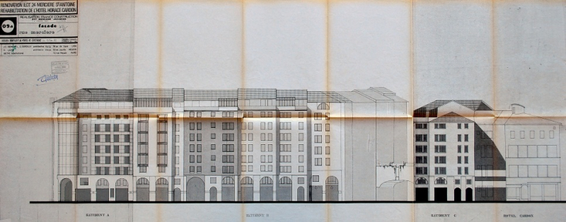 Ill. 11 : Jean-Claude Demichel, Claude Dordilly, Rénovation îlot 24 Mercière – Saint-Antoine, façade rue Mercière, 28 avril 1982