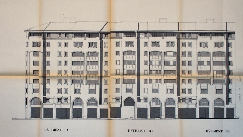 Ill. 14 : Jean-Claude Demichel, Claude Dordilly, Rénovation îlot 24 Mercière – Saint-Antoine, façade rue Mercière, 6 avril 1987