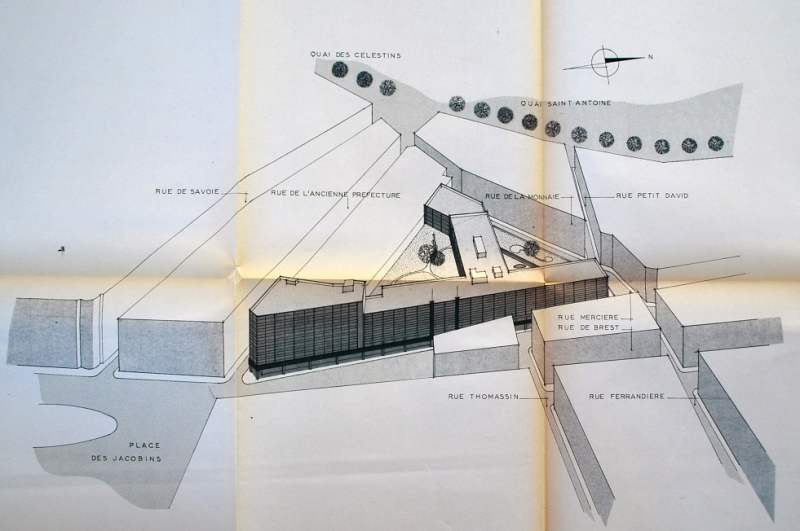 Ill. 5 : Henri Pelanjon, Projet d’un complexe hôtel bureaux commerces parking, perspective d’ensemble, 25 mars 1974