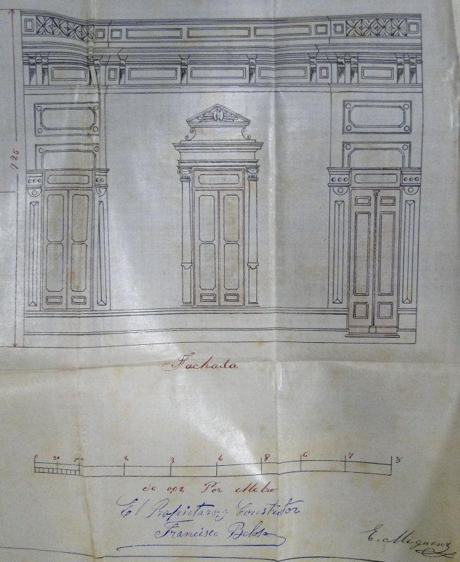 Ill. 1 : Façade de la maison de Francisco Belosa. Permis de construire délivré par l’intendance de Buenos Aires en 1888