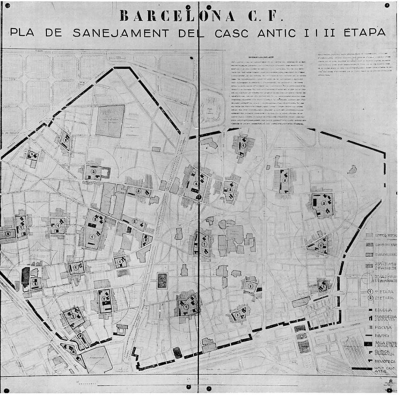 Ill. 5 : Plan d’assainissement du centre ancien, (étapes 1 et 2) proposé par le Gatcpac en 1936