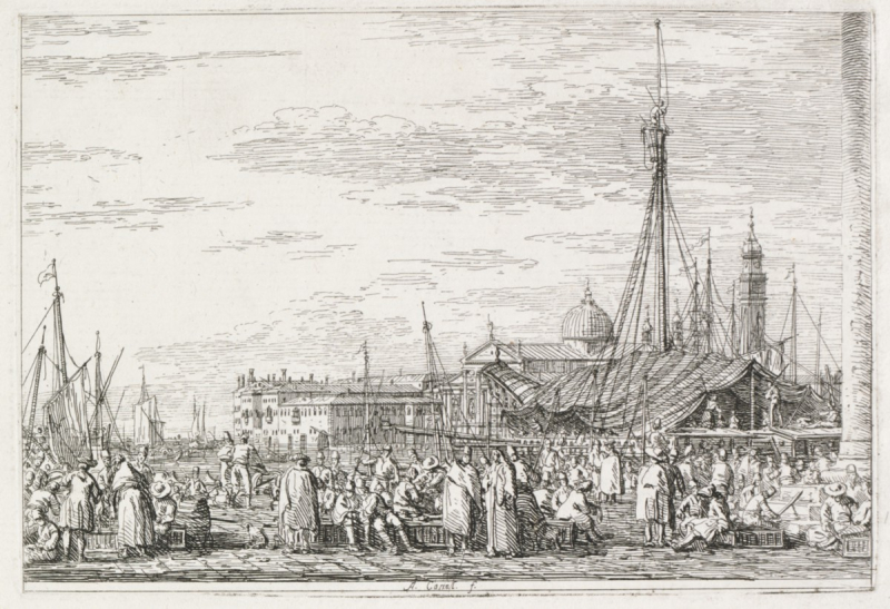 Giovanni Antonio Canal, dit il Canaletto, Le mole vue du bassin de Saint Marc, Huile sur toile, v. 1730-1755, Paris, Musée du Louvre, 47 x 81 cm. 
