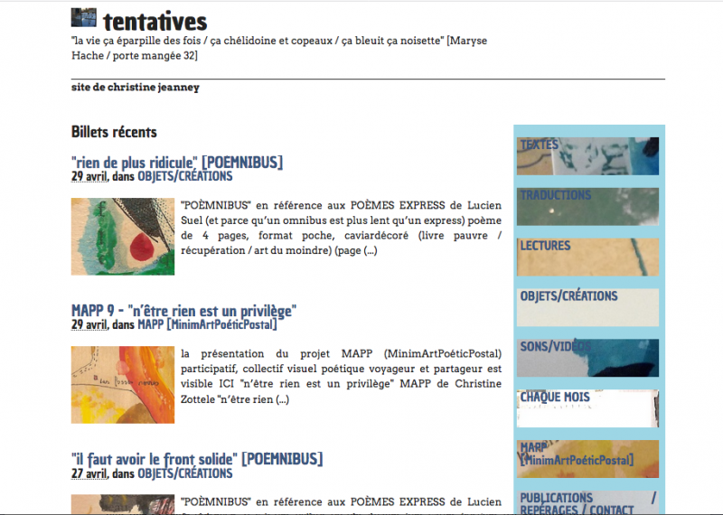Fig.6 : capture d’écran du site personnel de Christine Jeanney : http://christinejeanney.net/, consulté le 30 avril 2018
