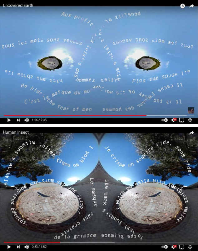 Figure 5. Captures d’écran du vidéo-poème Uncovered Earth (2019) de Xavier Leton.