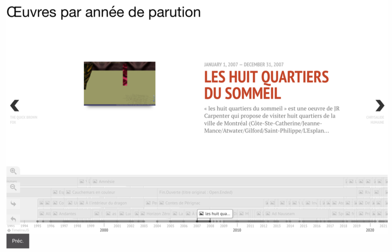Figure 6. Aperçu de la ligne du temps sur COLiN