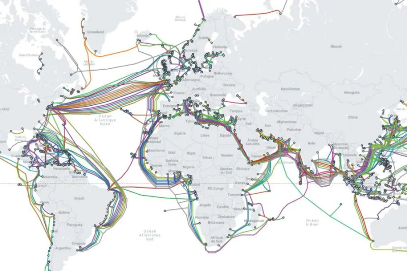 Figure 1. – Carte mondiale des câbles sous‑marins.