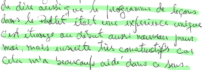 Figure 6. – Étudiant 3H – Extrait du questionnaire bilan.