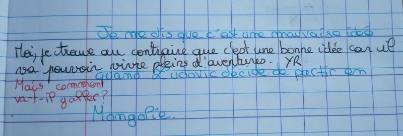 Figure 4. – Carnet de lecteur d’Anouk2 (échange avec Youlia : YR).