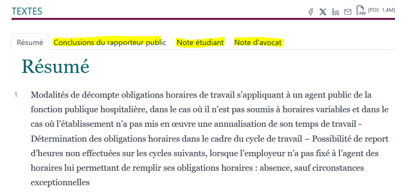 Le modèle Jurinova : un texte parent et trois enfants.
