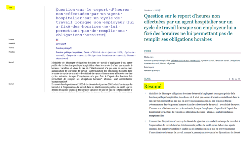 À gauche, le texte stylé ; à droite, le même texte après chargement.