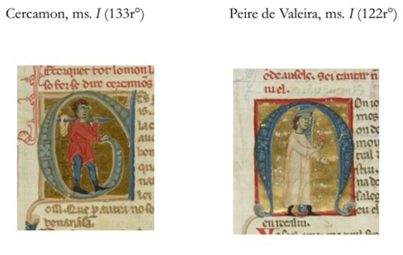 Fig. 4. Cercamon, ms. I, fo 133 ro et Peire de Valeira, ms. I, fo 122 ro. BnF/Gallica