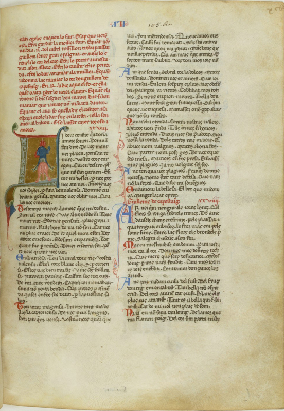 Fig. 7. Guilhem de Cabestany, chansonnier I, fo 105 ro. BnF/Gallica