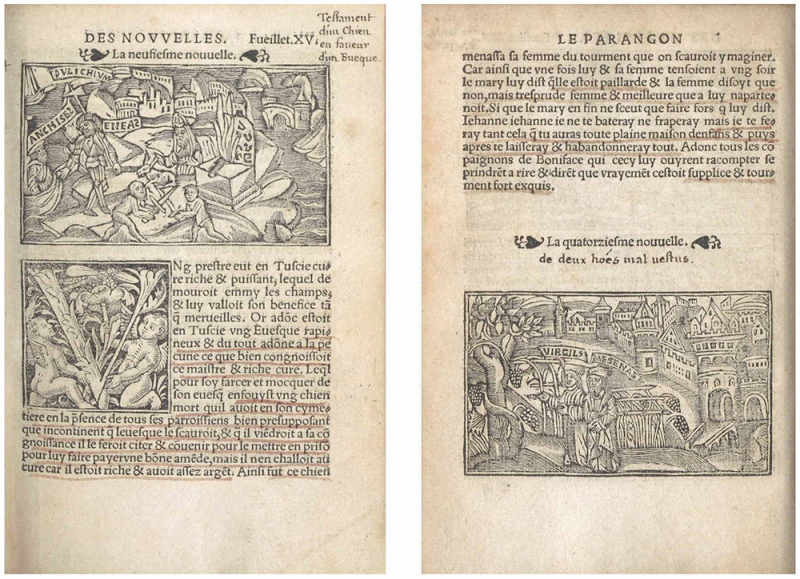 Fig. 10. Titres manuscrits des histoires du Parangon de Nouvelles, corpus no 16.