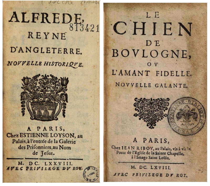 Fig. 2. Vers 1660, les premiers romans avec notation générique sous forme de sous-titre.