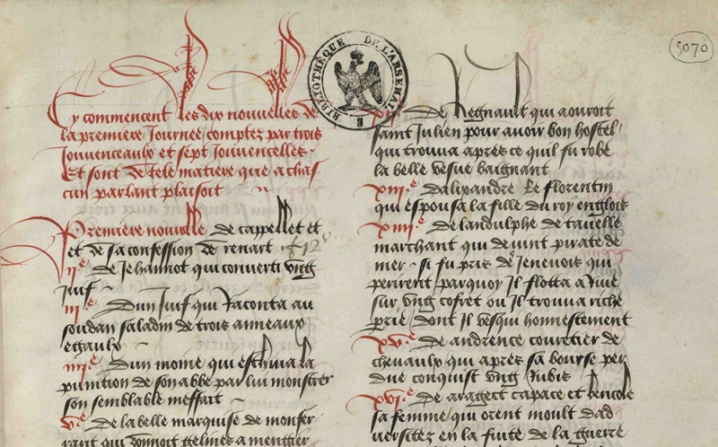 Fig. 6. Table du manuscrit du Decameron, xve siècle, corpus no 2.