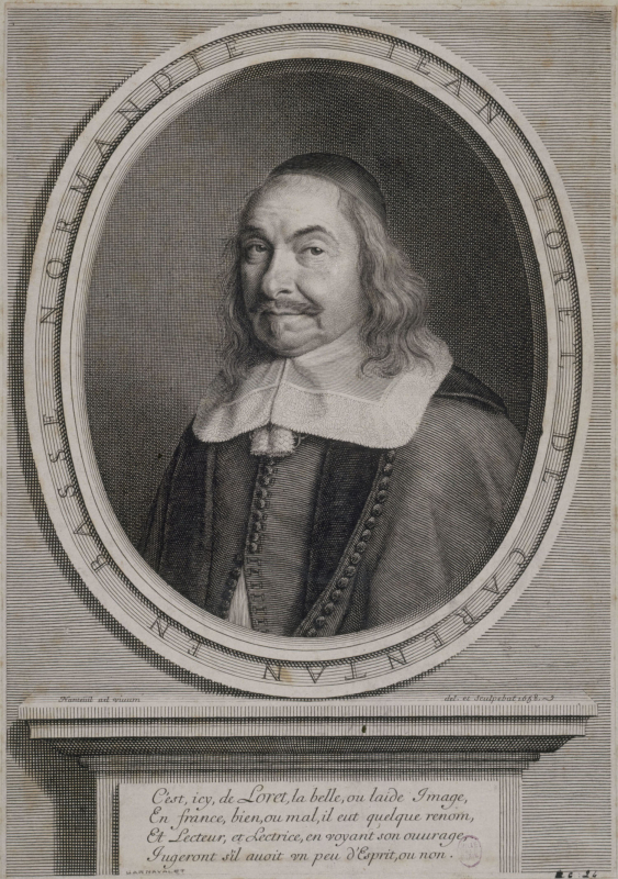 Fig. 1. « Jean Loret de Carentan en Basse-Normandie », par Robert Nanteuil (dessin et gravure), estampe au burin, 1658.