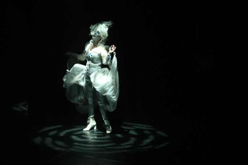 Fig. 1. Madame Argante habillée d’une robe à paniers (La Folle Enchère, théâtre de l’Épée de Bois, Paris, 2021).