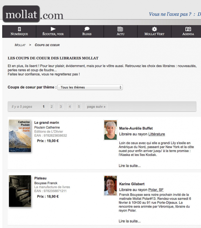 Figure 11 – Capture d’écran du site Internet de la librairie Mollat.