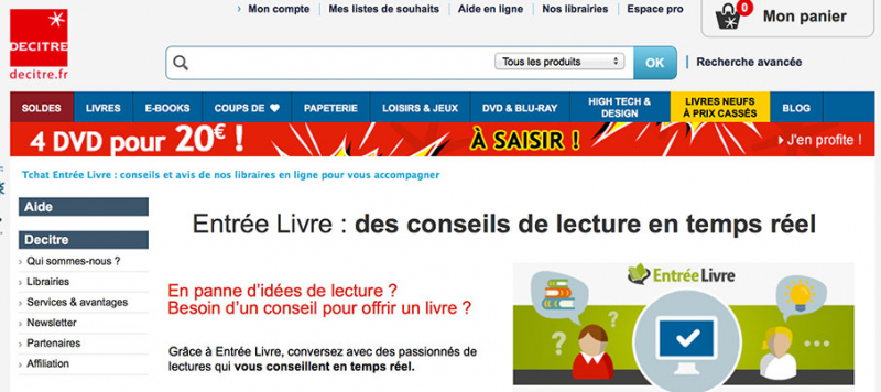Figure 22 – Capture d’écran du site Internet de la librairie Decitre.