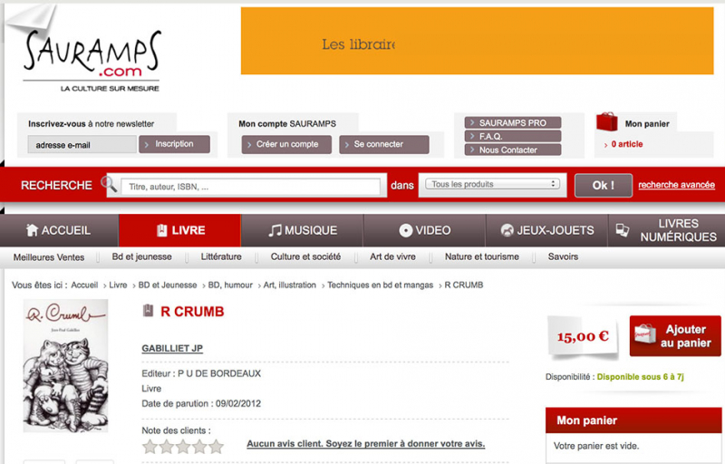 Figure 7 – Capture d’écran du site Internet de la librairie Sauramps.