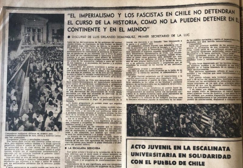 Referencias al acto estudiantil en la escalinata de La Universidad de La Habana.
